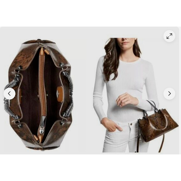 MICHAEL KORS Zena Small Convertible Chain Messenger Brown Purse $458 - Picture 2 of 4